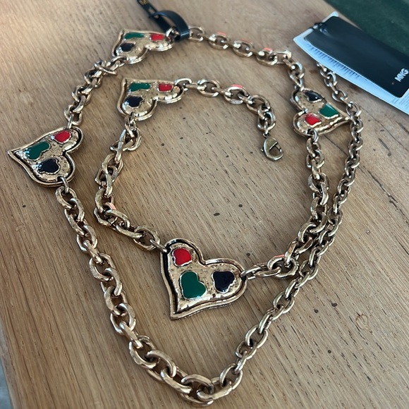 Mango Women Cinturon 650hearts Decorative Chain Belt Gold Toned Size Medium 85 - Picture 2 of 7